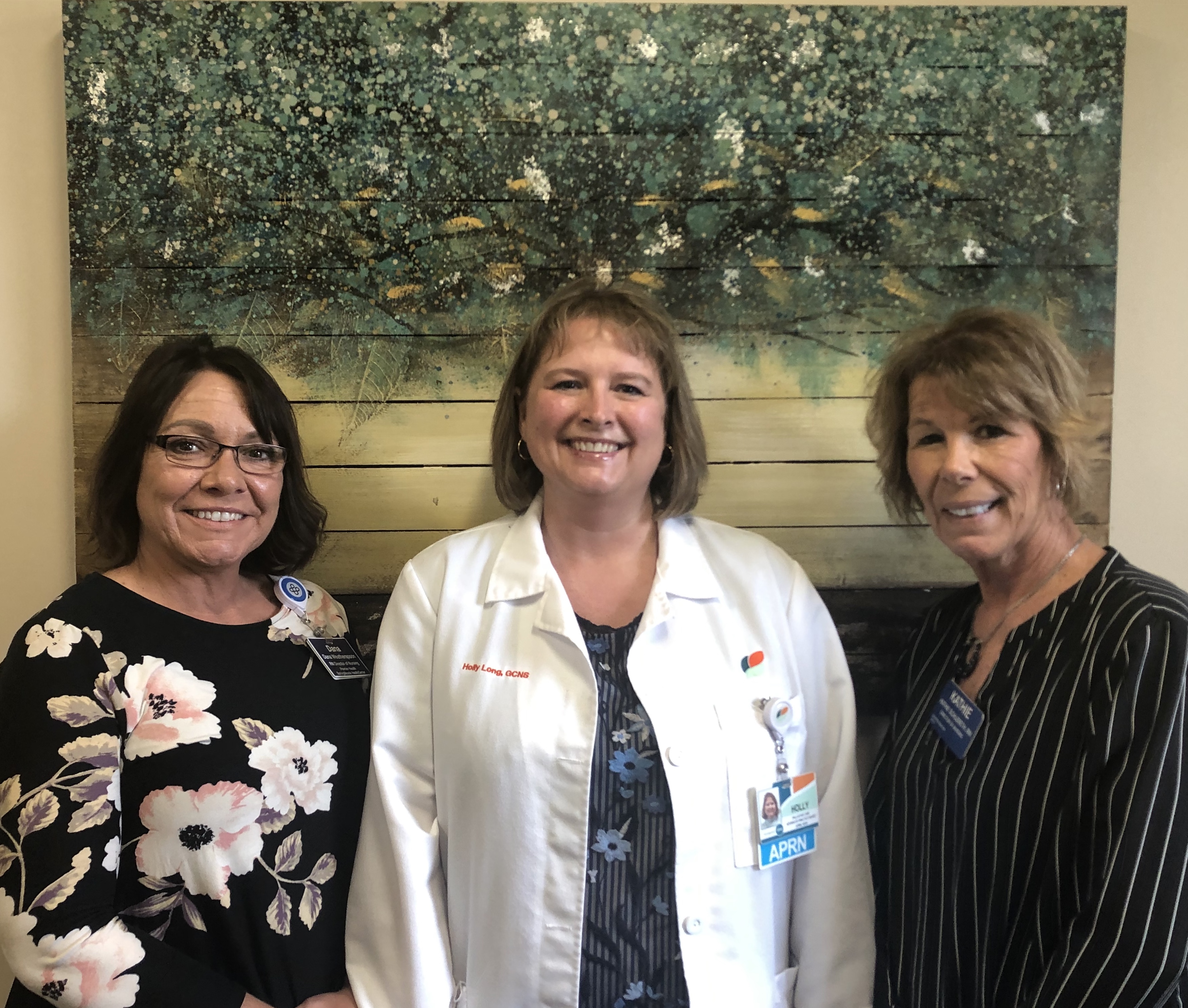 Dana Weatherspoon, SpringMeade Health Center Director of Nursing; Holly Long, ICS Palliative Care APN; and Kathie Schlereth, Koester Pavilion Director of Nursing.