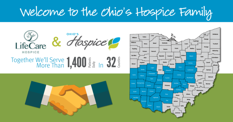 Map of Counties Served by Ohio's Hospice July 2017