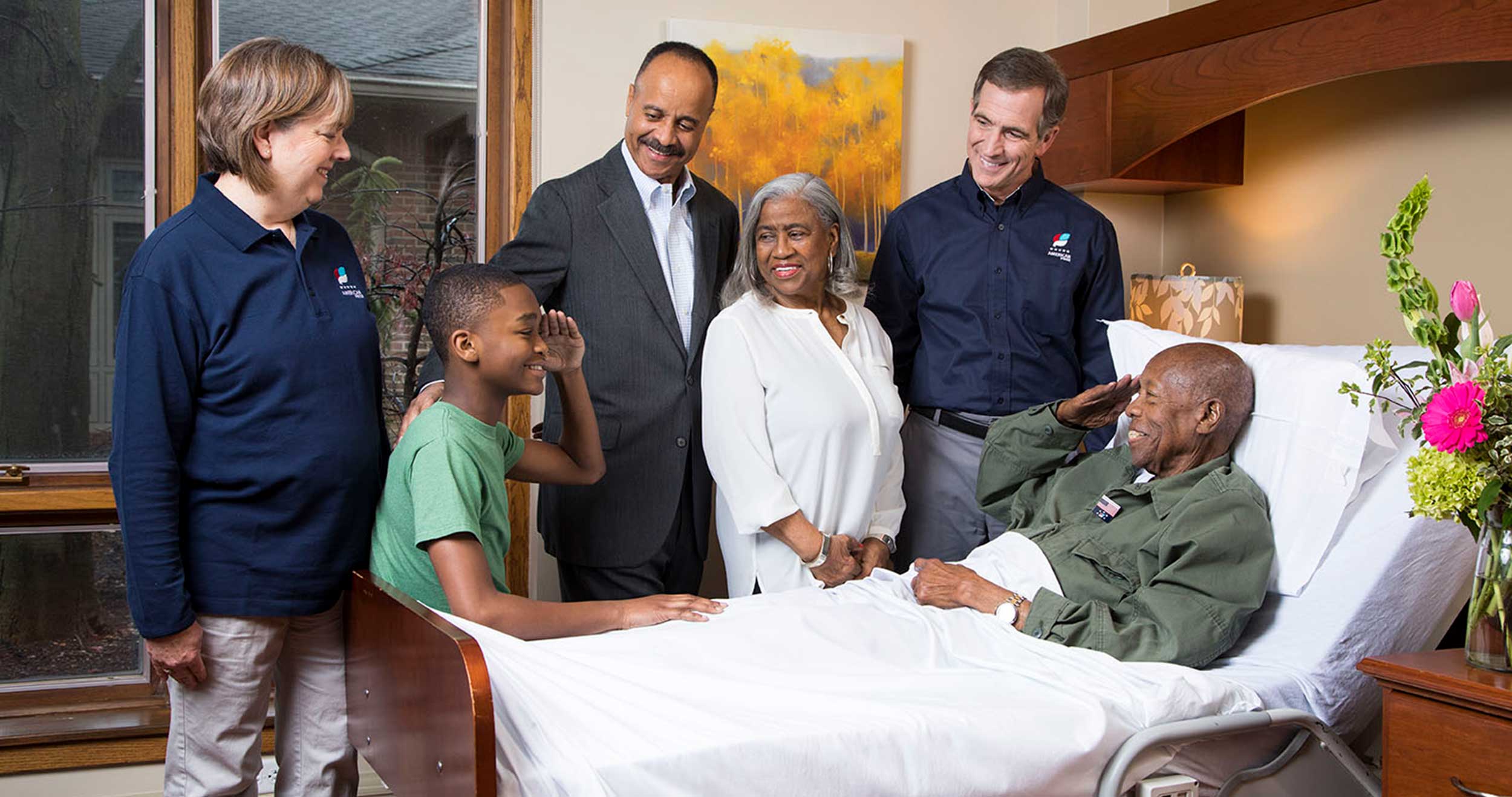 Veteran patient with his family