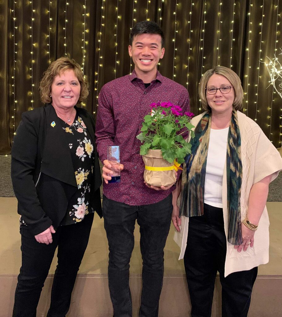 Ohio’s Hospice of Central Ohio presented volunteer Kevin Lin of Columbus, Ohio, with the Spirit of Hospice of the Year Award at Ohio’s Hospice of Central Ohio’s Volunteer Appreciation Open House on April 28. Pictured from left to right are Judy Moore, vice president of Clinical Care at Ohio’s Hospice of Central Ohio; Kevin Lin, volunteer; and Renee Sparks, general manager/executive vice president of Ohio’s Hospice of Central Ohio.