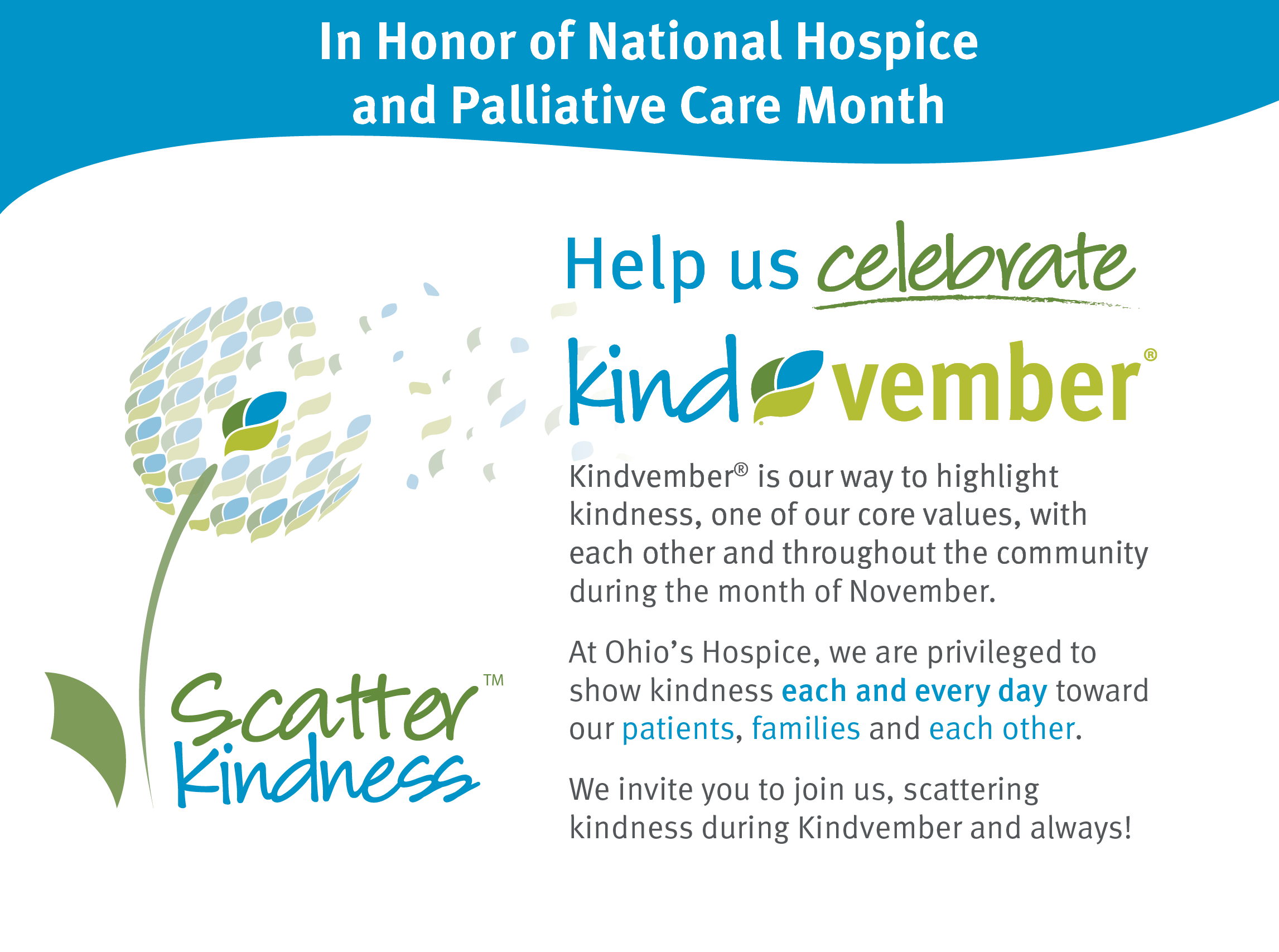 Help us celebrate Kindvember, a month to scatter kindness! | Ohio's Hospice
