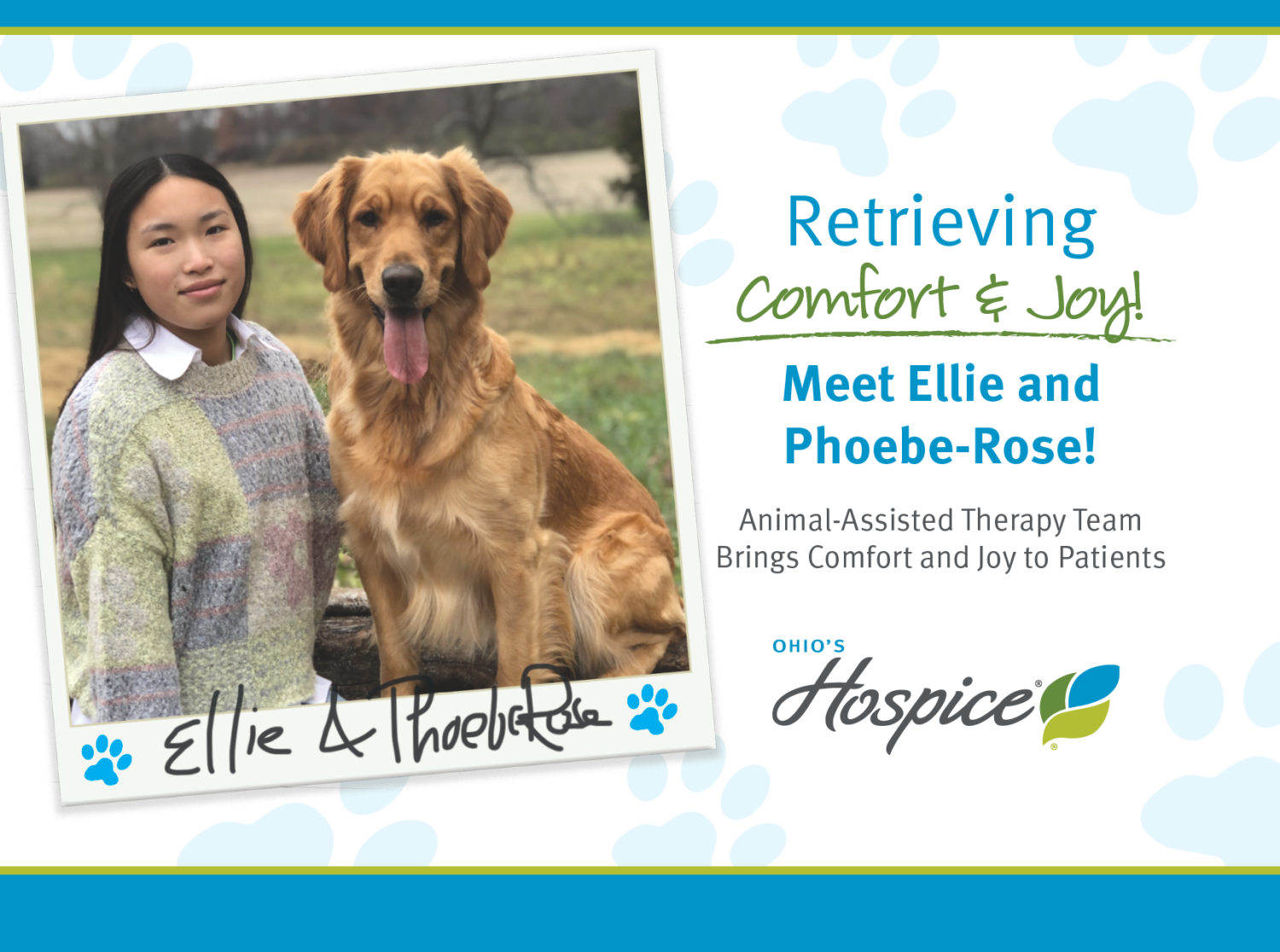 Retrieving Comfort & Joy: Meet Ellie and Phoebe-Rose - Animal-Assisted Therapy Team Brings Comfort and Joy to Patients