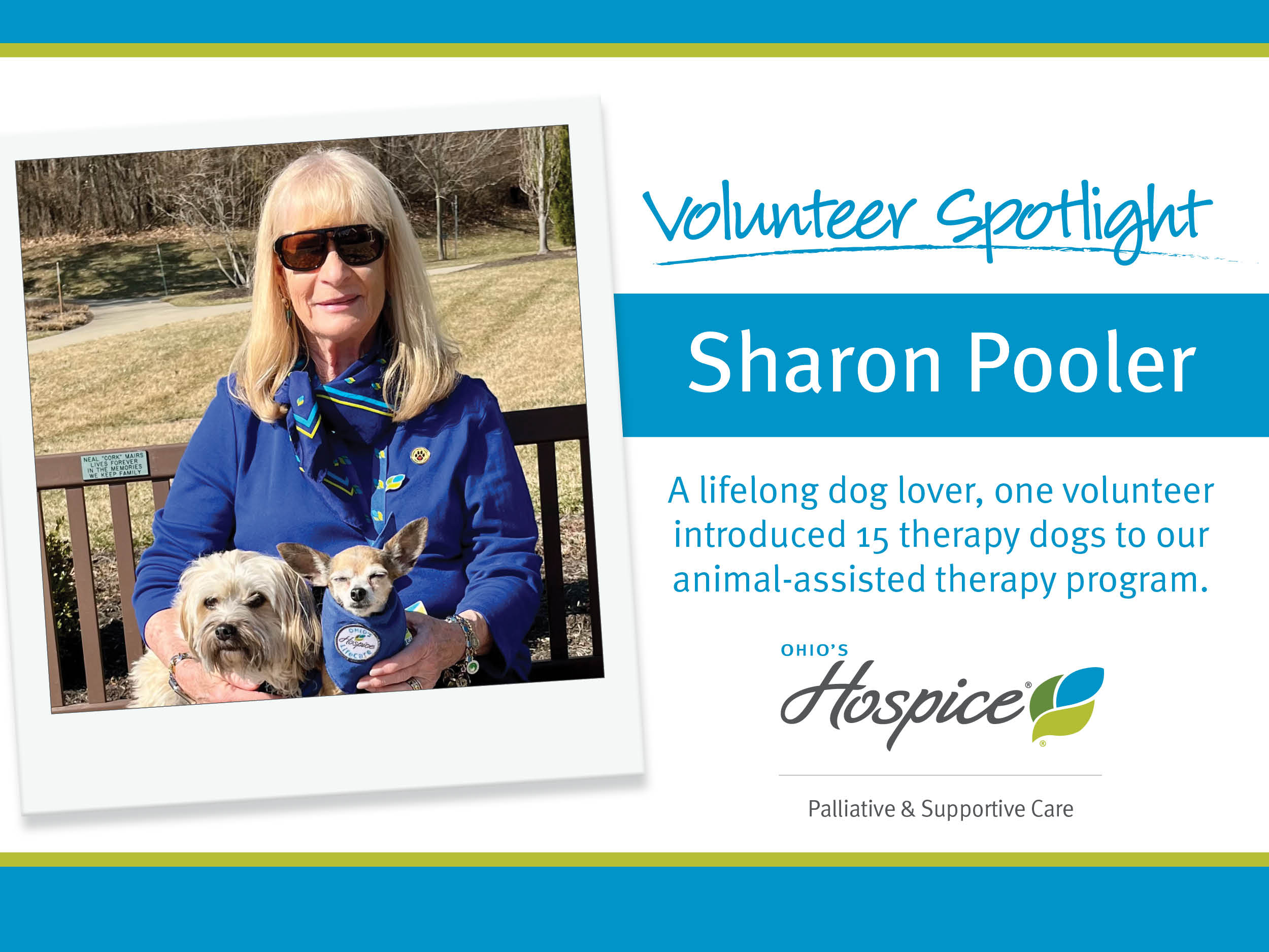Volunteer Sharon Pooler with her dogs