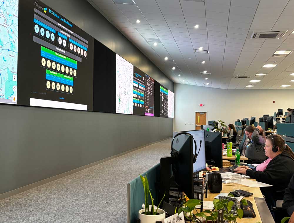 CCC desk, screens, and teammates
