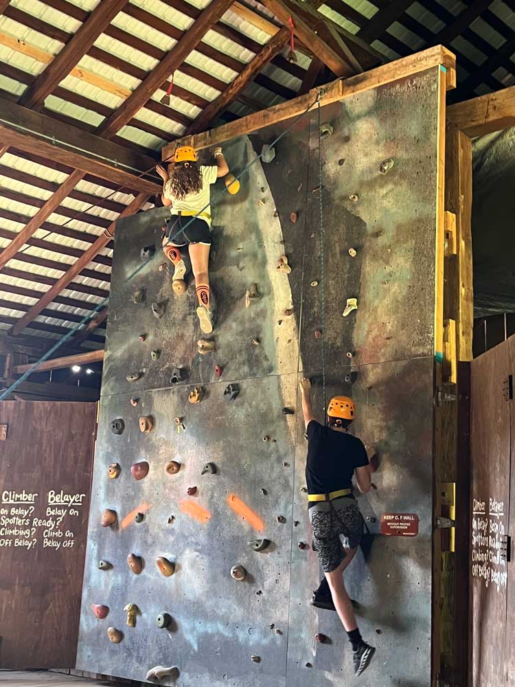 Camp Pathways North climbing wall